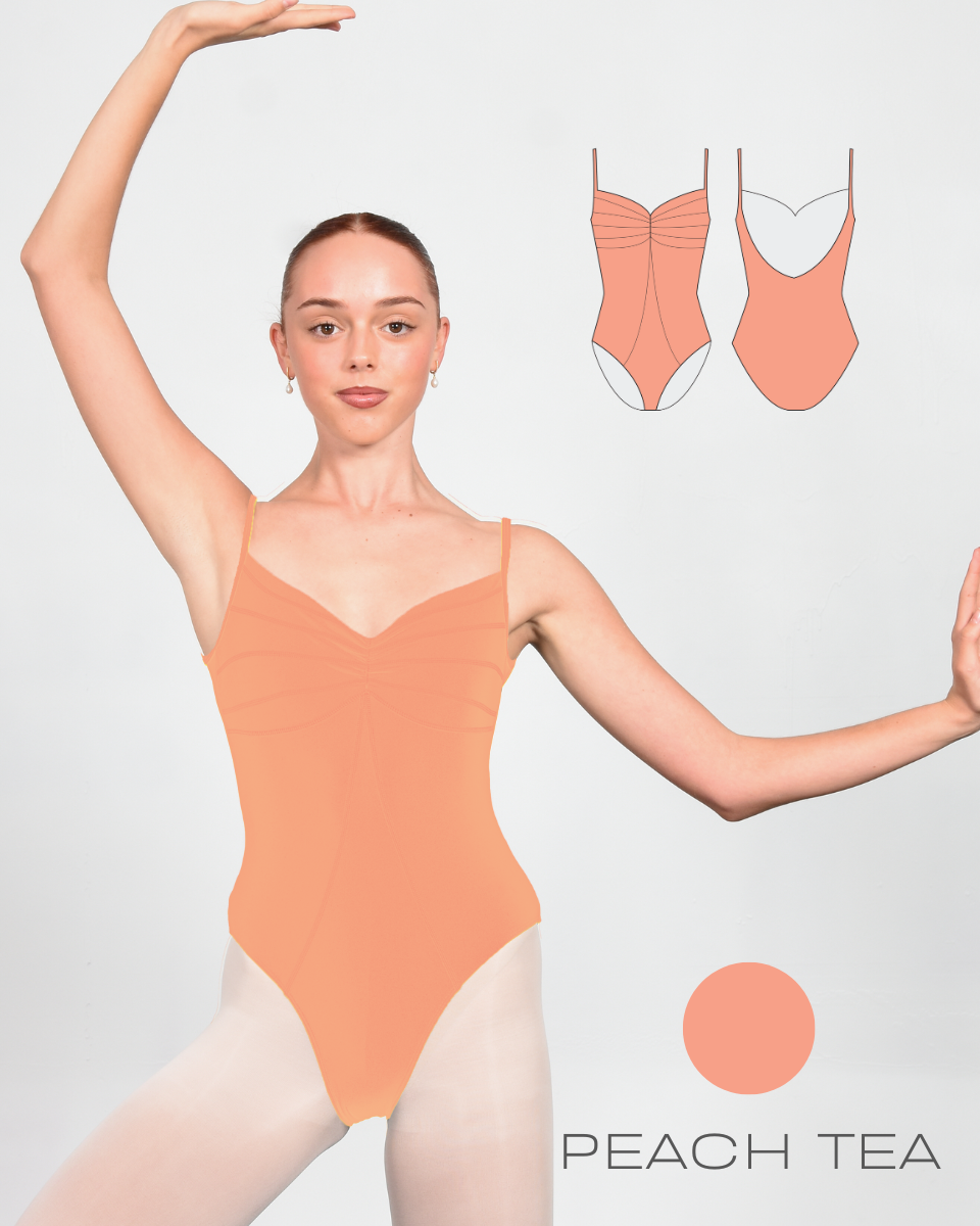 Custom Ariel Leotard Super High Cut - Peach Tea