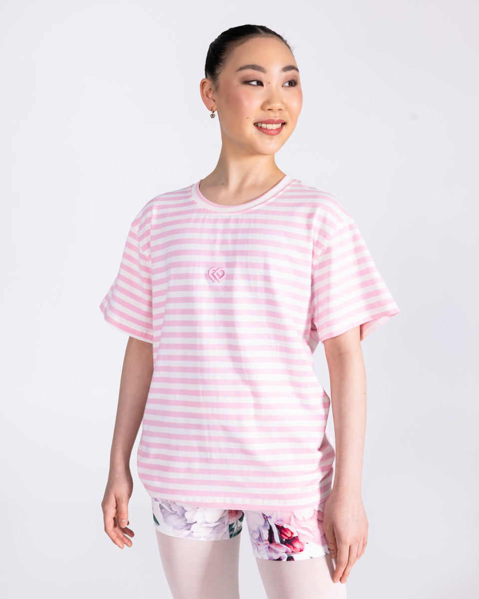 Girl wearing pink striped T-Shirt