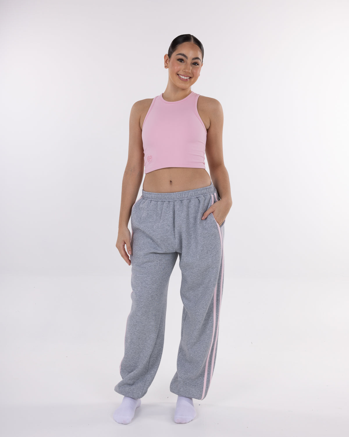 Cuffed Track Pants Marl Grey