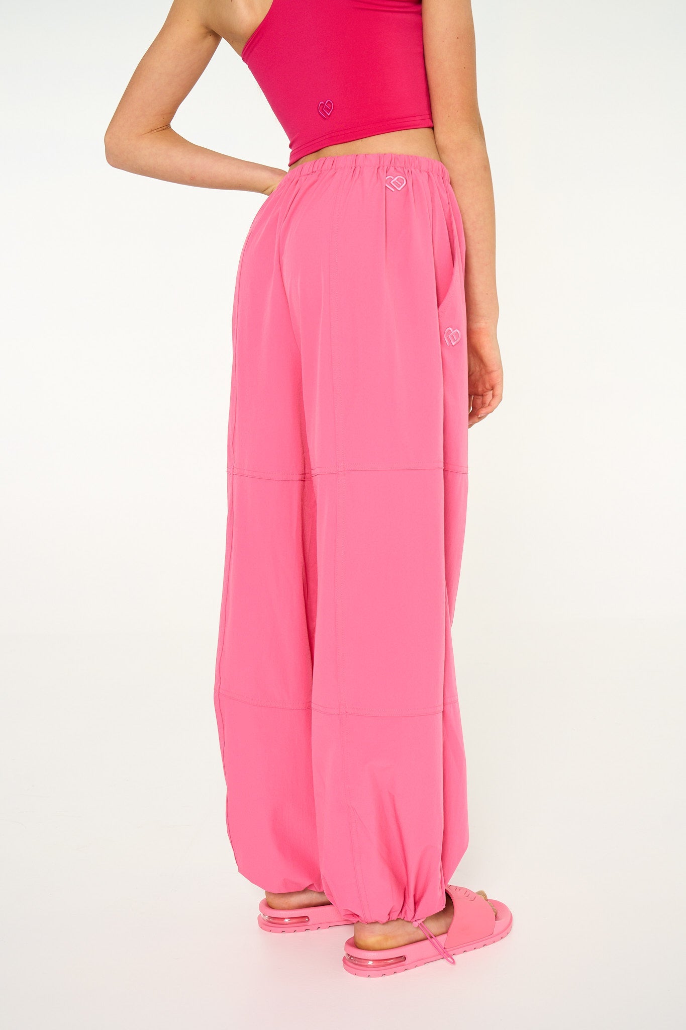 Forever 21 - Forever 21 Drawstring Low Rise Parachute Pants Hot Pink