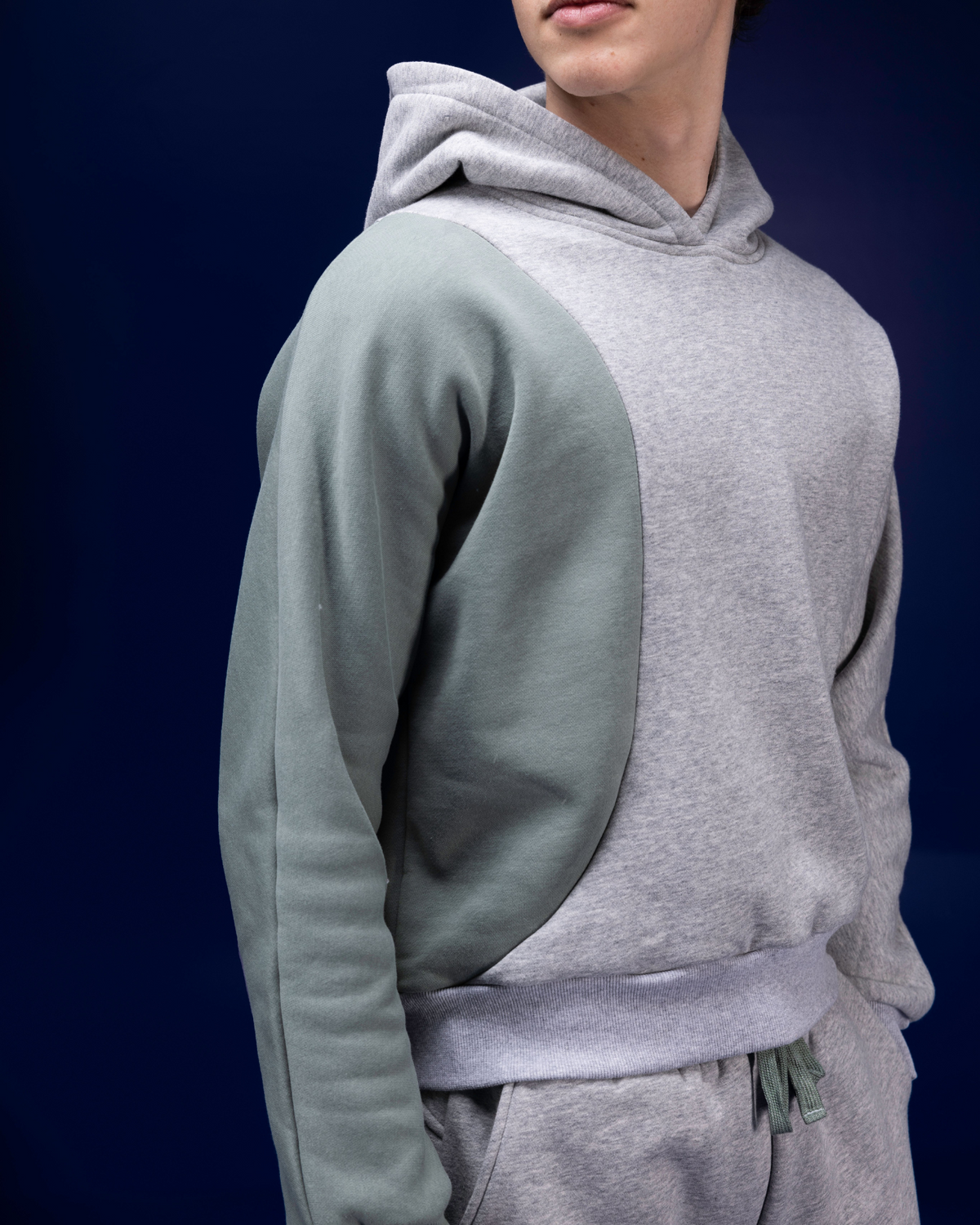 Sage Green & Grey Hoodie