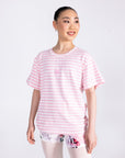 Girl wearing pink striped T-Shirt