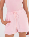 Pastel Pink Cozy Shorts with Embroidery