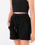 Black Cozy Shorts with Embroidery