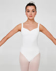 Female dancer wearing Aurora Snow white ballet leotard