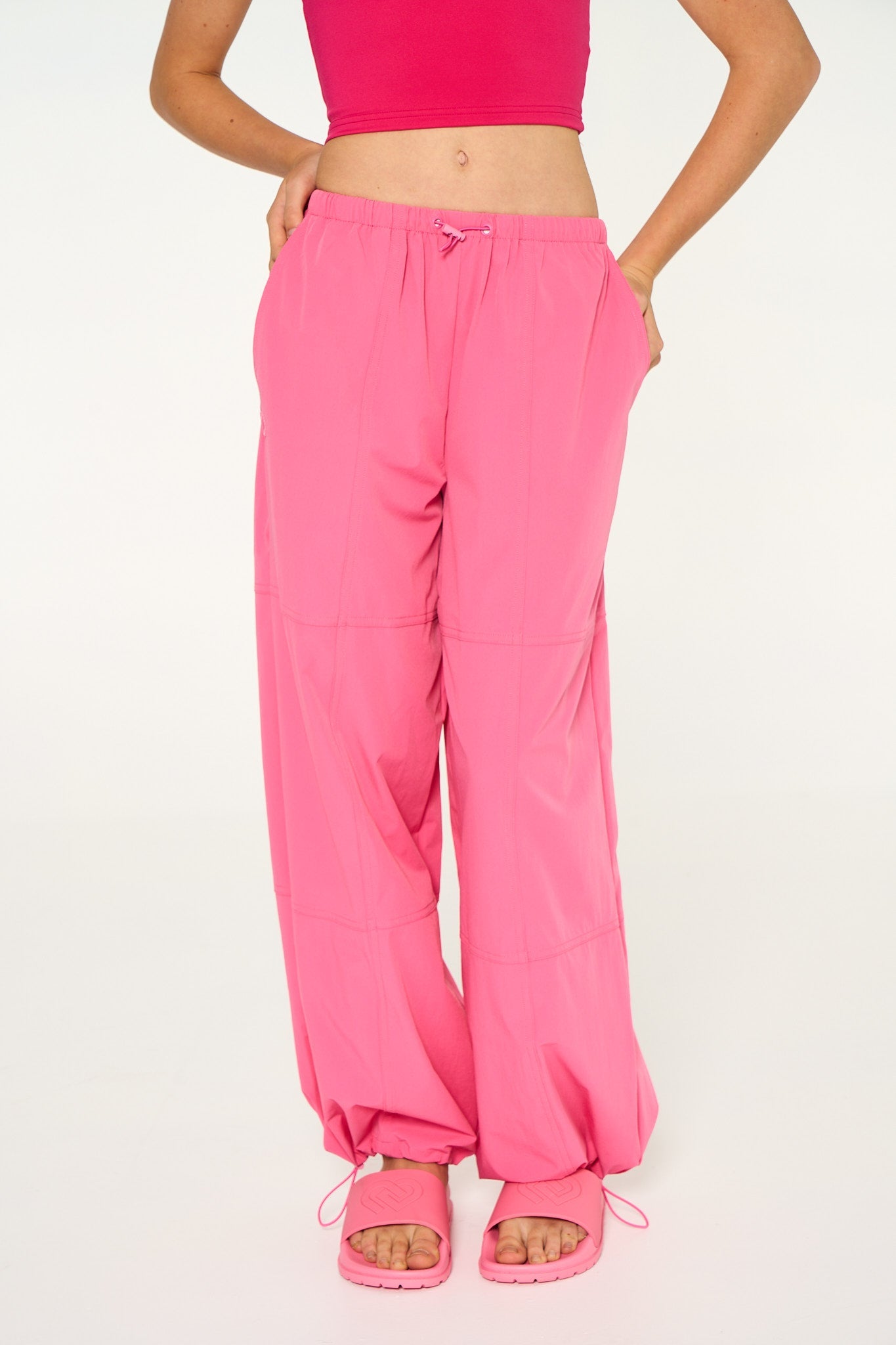 Junie Toggle Parachute Pants - Hot Pink - Closet Candy Boutique