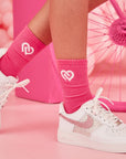 Hot Pink Crew CDW Socks - Claudia Dean World
