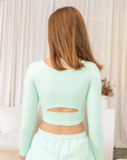 Pastel Mint Crew Long Sleeve Crop - Claudia Dean World