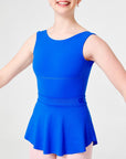 Female dancer wearing Royal Icicle dark blue ballet skirt